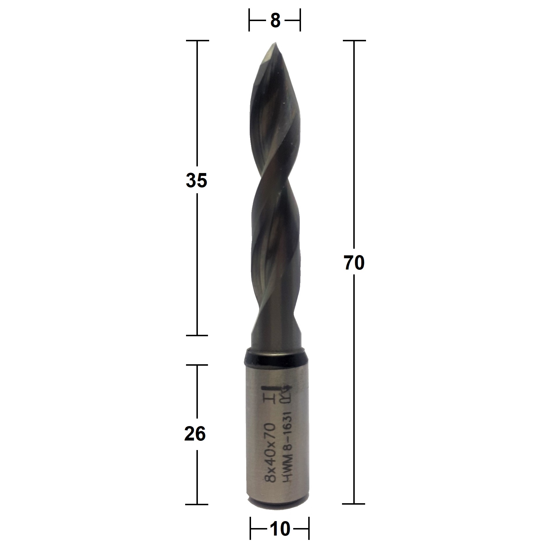 Broca HW Furo Passante Ø8x70mm (Direita) - marca CMT - Cód. 314.080.21